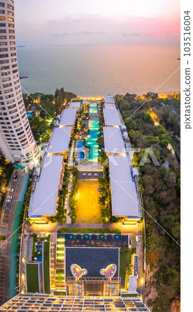 Aerial view of Na Jomtien, Pattaya City, Sattahip District, Chon Buri, Thailand 103516004