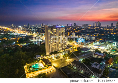 Aerial view of Sukhumvit Road in North Pattaya Naklua, Bang Lamung District, Chon Buri, Thailand Aerial view of Sukhumvit Road in North Pattaya Naklua, Bang Lamung District, Chon Buri, Thailand 103516627