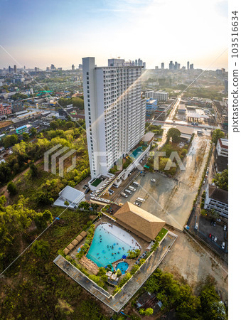 Aerial view of Sukhumvit Road in North Pattaya Naklua, Bang Lamung District, Chon Buri, Thailand Aerial view of Sukhumvit Road in North Pattaya Naklua, Bang Lamung District, Chon Buri, Thailand 103516634