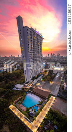 Aerial view of Sukhumvit Road in North Pattaya Naklua, Bang Lamung District, Chon Buri, Thailand 103516637