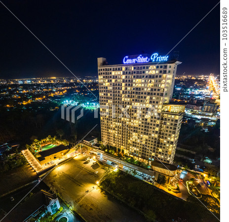 Aerial view of Sukhumvit Road in North Pattaya Naklua, Bang Lamung District, Chon Buri, Thailand 103516689