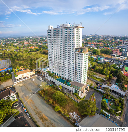 Aerial view of Sukhumvit Road in North Pattaya Naklua, Bang Lamung District, Chon Buri, Thailand 103516795