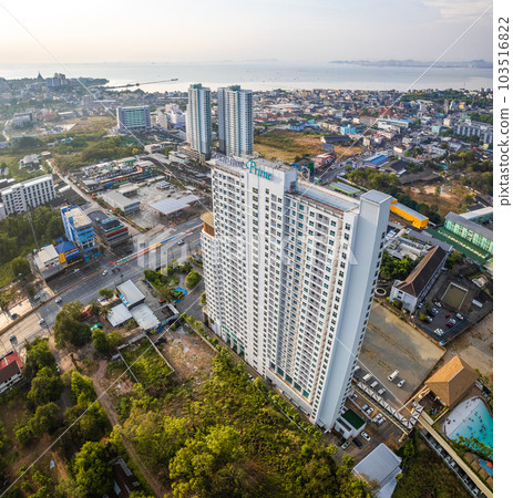 Aerial view of Sukhumvit Road in North Pattaya Naklua, Bang Lamung District, Chon Buri, Thailand Aerial view of Sukhumvit Road in North Pattaya Naklua, Bang Lamung District, Chon Buri, Thailand 103516822