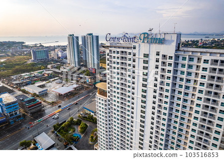 Aerial view of Sukhumvit Road in North Pattaya Naklua, Bang Lamung District, Chon Buri, Thailand Aerial view of Sukhumvit Road in North Pattaya Naklua, Bang Lamung District, Chon Buri, Thailand 103516853