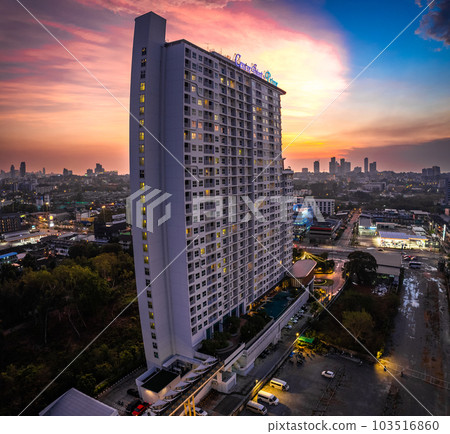 Aerial view of Sukhumvit Road in North Pattaya Naklua, Bang Lamung District, Chon Buri, Thailand Aerial view of Sukhumvit Road in North Pattaya Naklua, Bang Lamung District, Chon Buri, Thailand 103516860