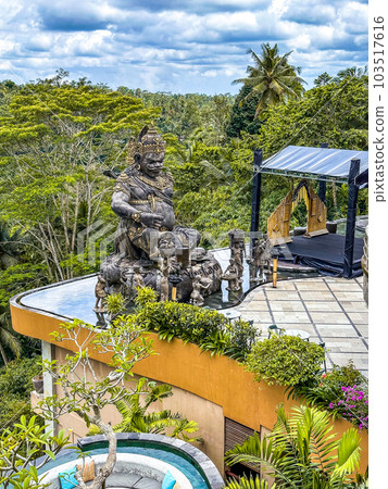 Jungle pool and bar overlooking rice terraces in Ubud, Bali, Indonesia Jungle pool and bar overlooking rice terraces in Ubud, Bali, Indonesia 103517616