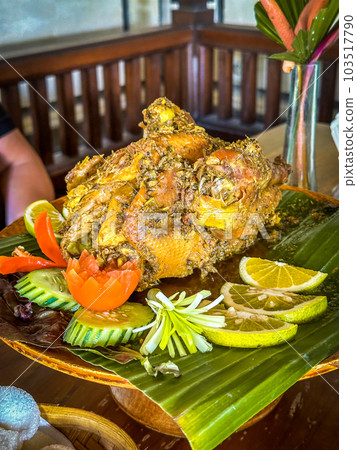 Crispy duck lunch at restaurant in Ubud, Bali, Indonesia 103517790