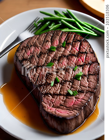 Cozy restaurant with realistic steak high detail. 103518306