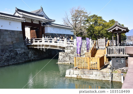 Shizuoka City Sumpu Castle Park Higashigomon, Higashigomon Bridge and Moat 103518499