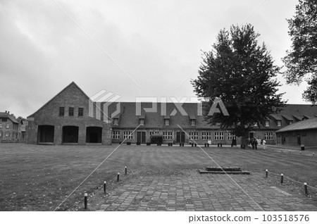 A black-and-white photo of a place with a tragic history A black-and-white photo of a place with a tragic history 103518576