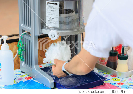 Male hand making shaved ice 103519561