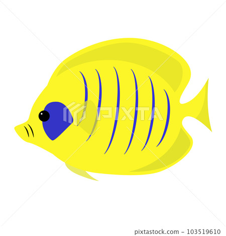 Yellow Tropical Fish Vector Icon. Cartoon vector fish isolated on white 103519610