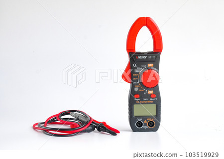Red clamp multimeter measuring. clipping path. 103519929