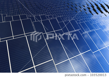 Rows of solar panels on a green meadow 103520013