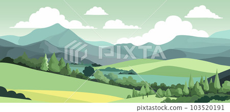 Landscape Background Hills Mountains Fields Trees 103520191