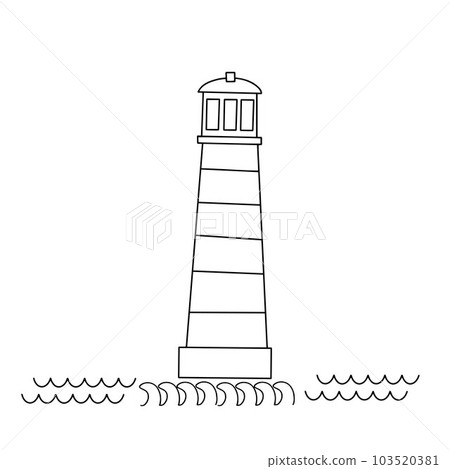 Continuous one line drawing of lighthouse tower. Simple illustration of castle, seacoast lineart vector illustration. Vector illustration 103520381