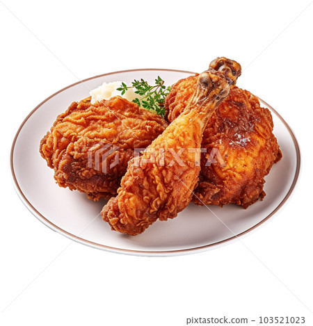 fried chicken isolated on background with Generative AI 103521023