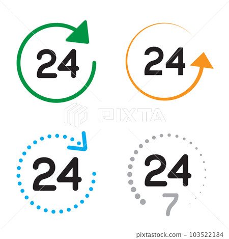 Service work 24 hours a day sign symbol set Service work 24 hours a day sign symbol set 103522184