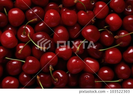 Ripe cherries. Food background. Generative AI 103522303