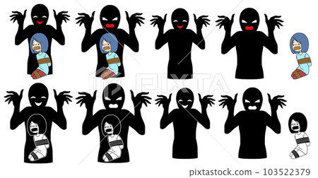 Illustration material set of villain and restraint, kidnapping image 103522379