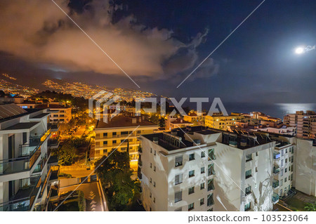 night landscape of the city of Funchal in Madeira night landscape of the city of Funchal in Madeira 103523064