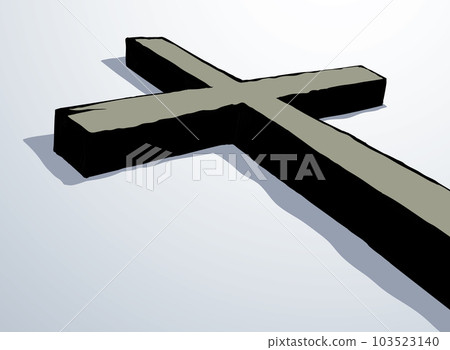 Wooden cross on sky background. Vector drawing 103523140