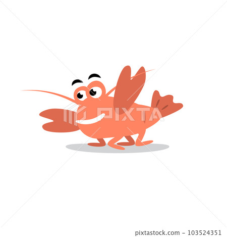 Cute happy crayfish, crawfish - rock lobster cartoon isolated on white background Cute happy crayfish, crawfish - rock lobster cartoon isolated on white background 103524351