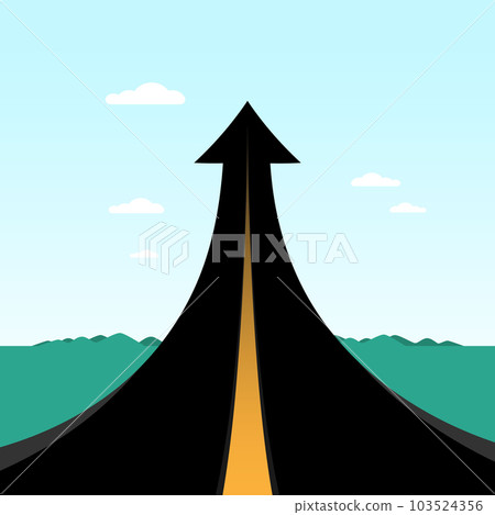 Asphalt upward road with big arrow symbol - vector 103524356