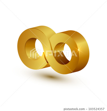 Infinity symbol - golden 3D endless sign isolated on white background - vector 103524357