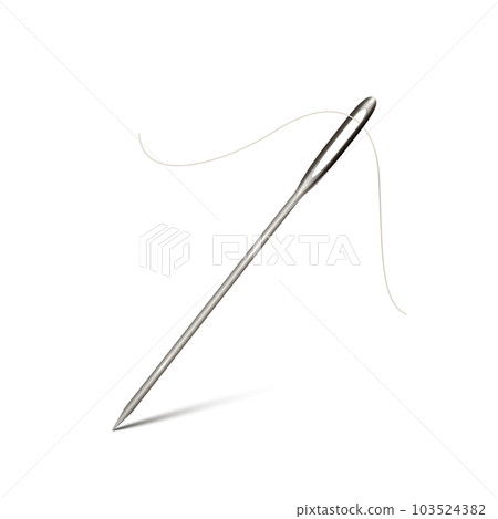Silver needle with thread isolated - vector 103524382