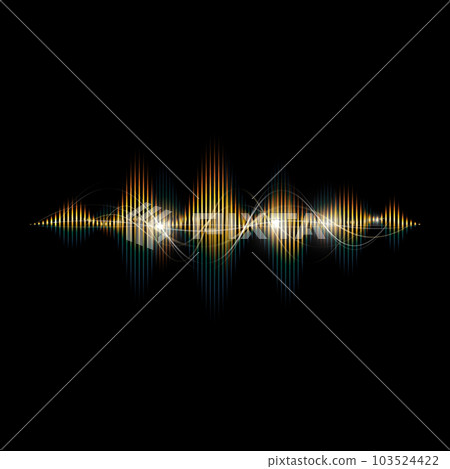 Music wave on black background - vector 103524422