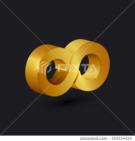 Golden infinity symbol on dark background - vector Golden infinity symbol on dark background - vector 103524424