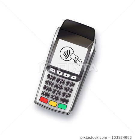 Payment machine. terminal Bank payment terminal design template, Mockup. Vector Realistic Silver isolated on white background Payment machine. terminal Bank payment terminal design template, Mockup. Vector Realistic Silver isolated on white background 103524992