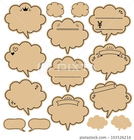 Speech balloon POP set for hand drawing, kraft paper, black pen 103526218
