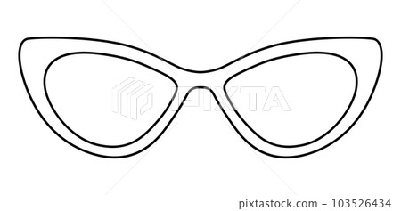 Cat Eye frame glasses fashion accessory illustration. Sunglass front view for Men, women, unisex silhouette style, flat Cat Eye frame glasses fashion accessory illustration. Sunglass front view for Men, women, unisex silhouette style, flat 103526434