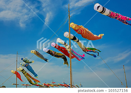 Blue sky and carp streamers Blue sky and carp streamers 103527156
