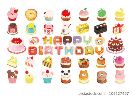 可愛的蛋糕生日卡排列 103527467