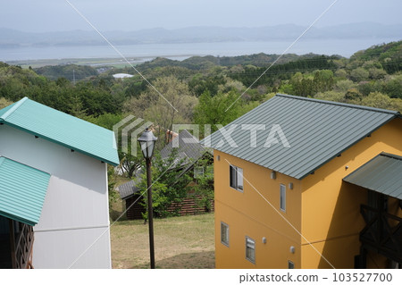 A building in Furusato Forest Park with a view of Lake Shinji 103527700