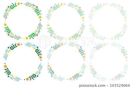 Floral circle frame set illustration Floral circle frame set illustration 103529064