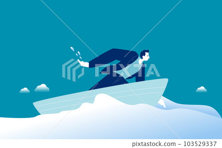 Business person in boat. Business effort and challenge concept 103529337