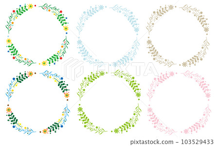 Floral circle frame set illustration Floral circle frame set illustration 103529433