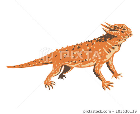 Desert Horned Lizard Side View WPA Poster Art Desert Horned Lizard Side View WPA Poster Art 103530139