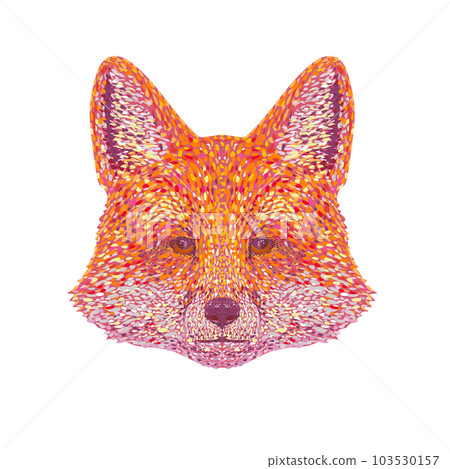 Red Fox Head Front View Pointillist Impressionist Pop Art Style Red Fox Head Front View Pointillist Impressionist Pop Art Style 103530157