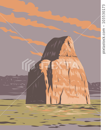 Lone Rock on Lake Powell in Glen Canyon National Recreation Area Utah WPA Art Deco Poster 103530173
