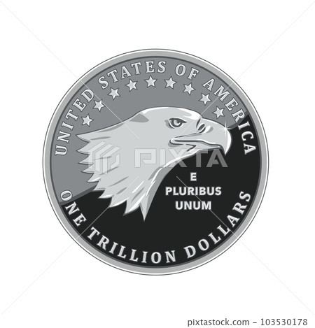 One Trillion Dollar Coin of United States of America Isolated 103530178