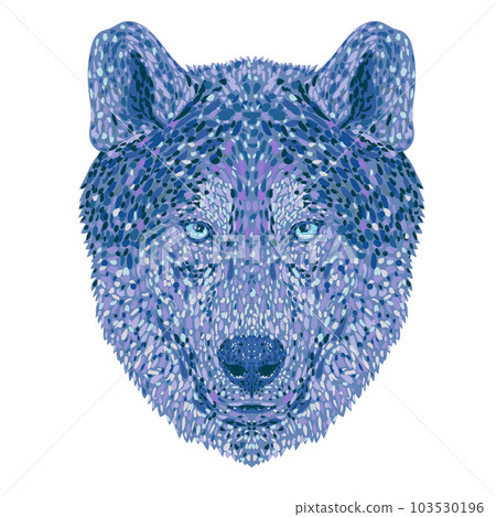 Wolf or Gray Wolf Head Front View Pointillist Impressionist Pop Art Style 103530196