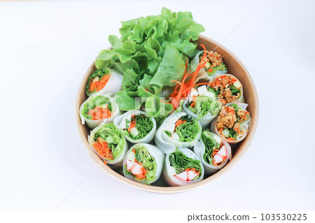 vegetable rolls or noodle rolls or rice noodle rolls or Vietnamese rolls vegetable rolls or noodle rolls or rice noodle rolls or Vietnamese rolls 103530225