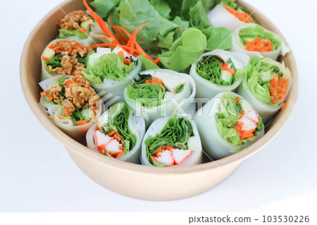 vegetable rolls or noodle rolls or rice noodle rolls or Vietnamese rolls vegetable rolls or noodle rolls or rice noodle rolls or Vietnamese rolls 103530226