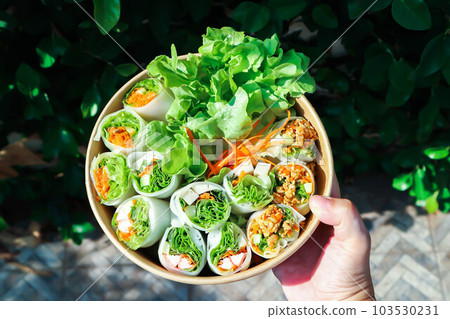 vegetable rolls or noodle rolls or rice noodle rolls or Vietnamese rolls 103530231