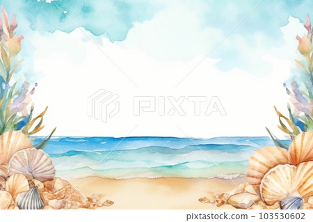 貝殼和夏日海框AI圖像 103530602